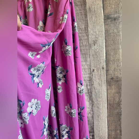 Pink Lily Infinite Love Purple Floral Maxi Wrap Dress Size Small - Picture 4 of 12